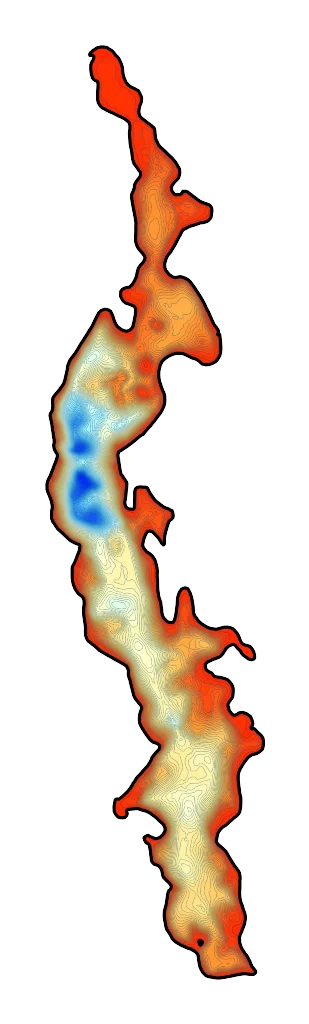 Juksty - Mapa batymetryczna