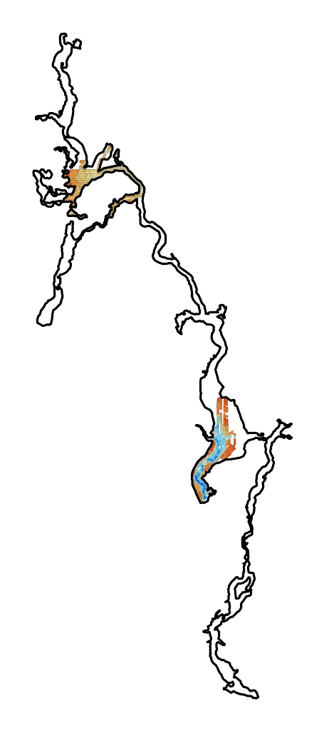 Jezioro Koronowskie (Zalew Koronowski) - Mapa batymetryczna