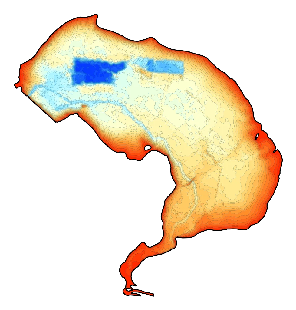 Jezioro Żarskie (Zbiornik Słup) - Mapa batymetryczna