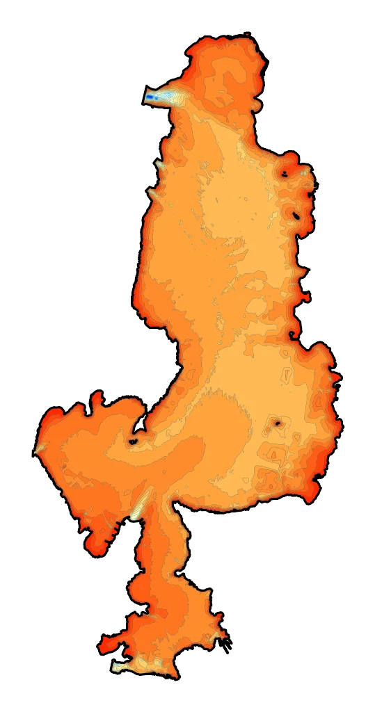 Jezioro Dąbie - Mapa batymetryczna