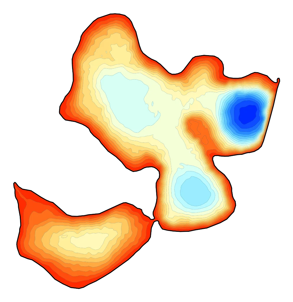Jezioro Kocie Południowe - Mapa batymetryczna