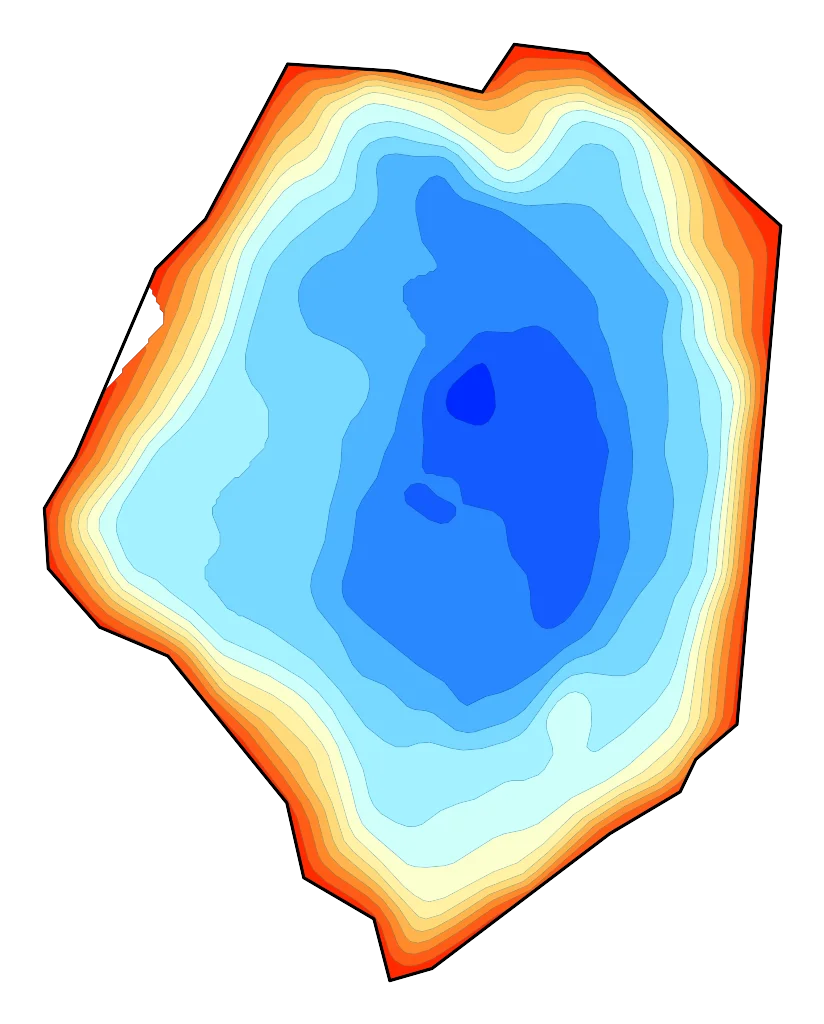 Staw Kachlarski - Mapa batymetryczna